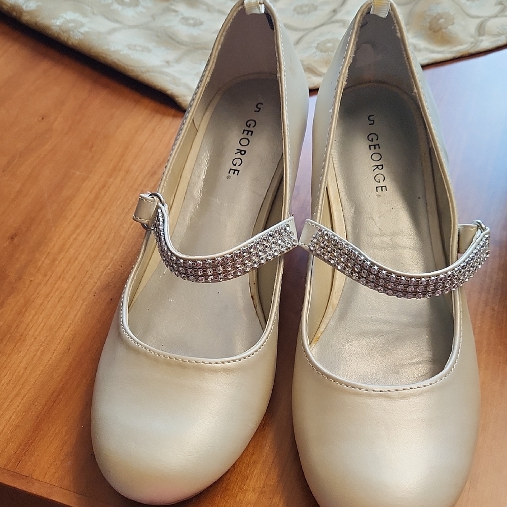 George Cream Heels with Rhinestone Strap